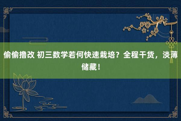 偷偷撸改 初三数学若何快速栽培？全程干货，淡薄储藏！