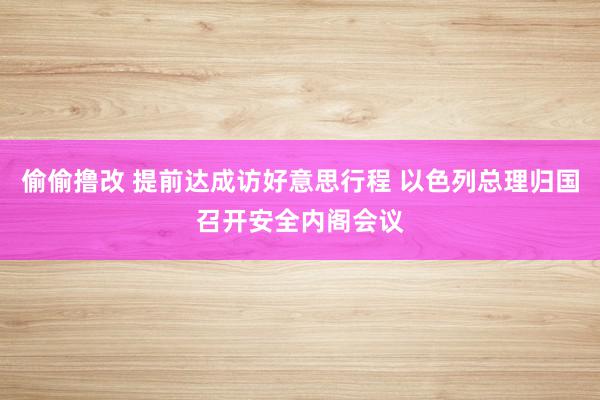 偷偷撸改 提前达成访好意思行程 以色列总理归国召开安全内阁会议