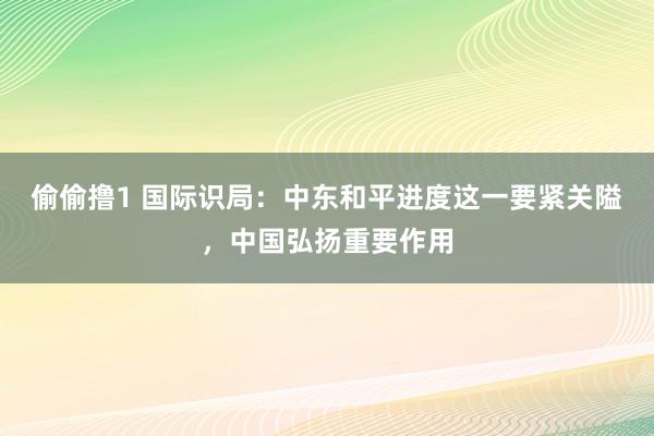 偷偷撸1 国际识局：中东和平进度这一要紧关隘，中国弘扬重要作用