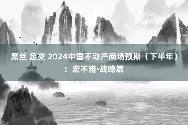 黑丝 足交 2024中国不动产商场预期（下半年）：宏不雅·战略篇